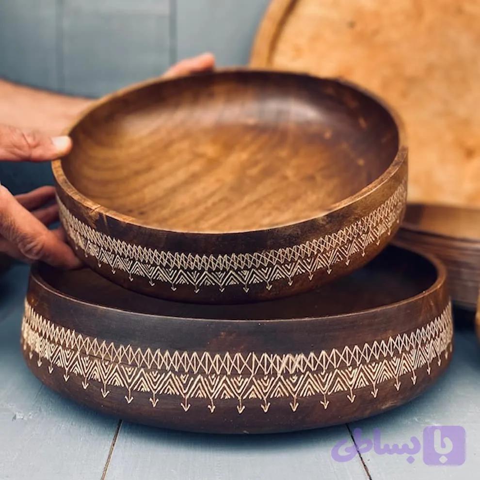 ظرف چوبی پذیرایی گردو کد 010015 — تصویر 1