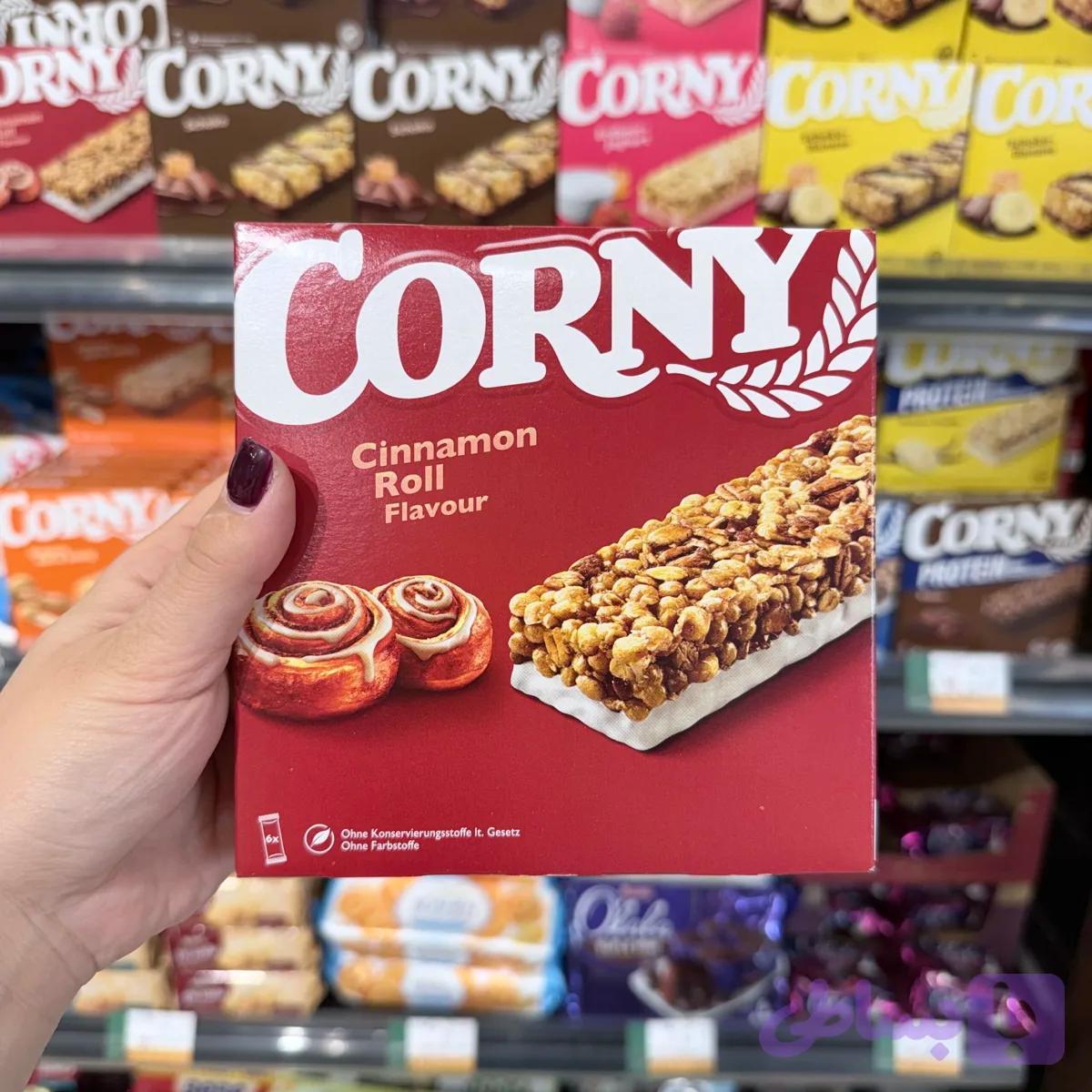 غلات بار (کورنی) طعم رول دارچین 6 عدد 23 گرم CORNY Cinnamon Roll Flavour