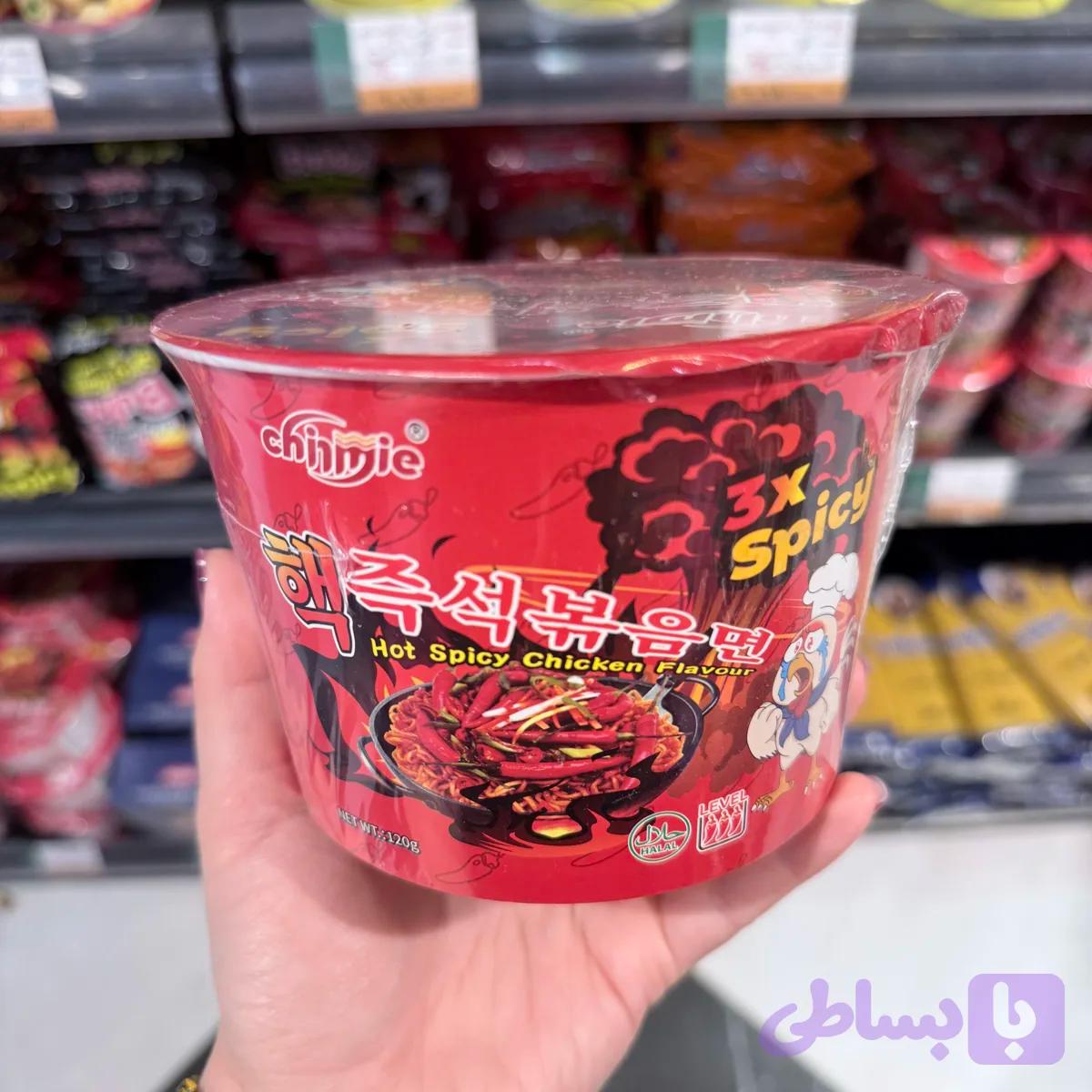 نودل سطلی کره ای (چینمی) مرغ سه برابر تند 120 گرم chinmie Hot Spicy Chicken Flavour 3x