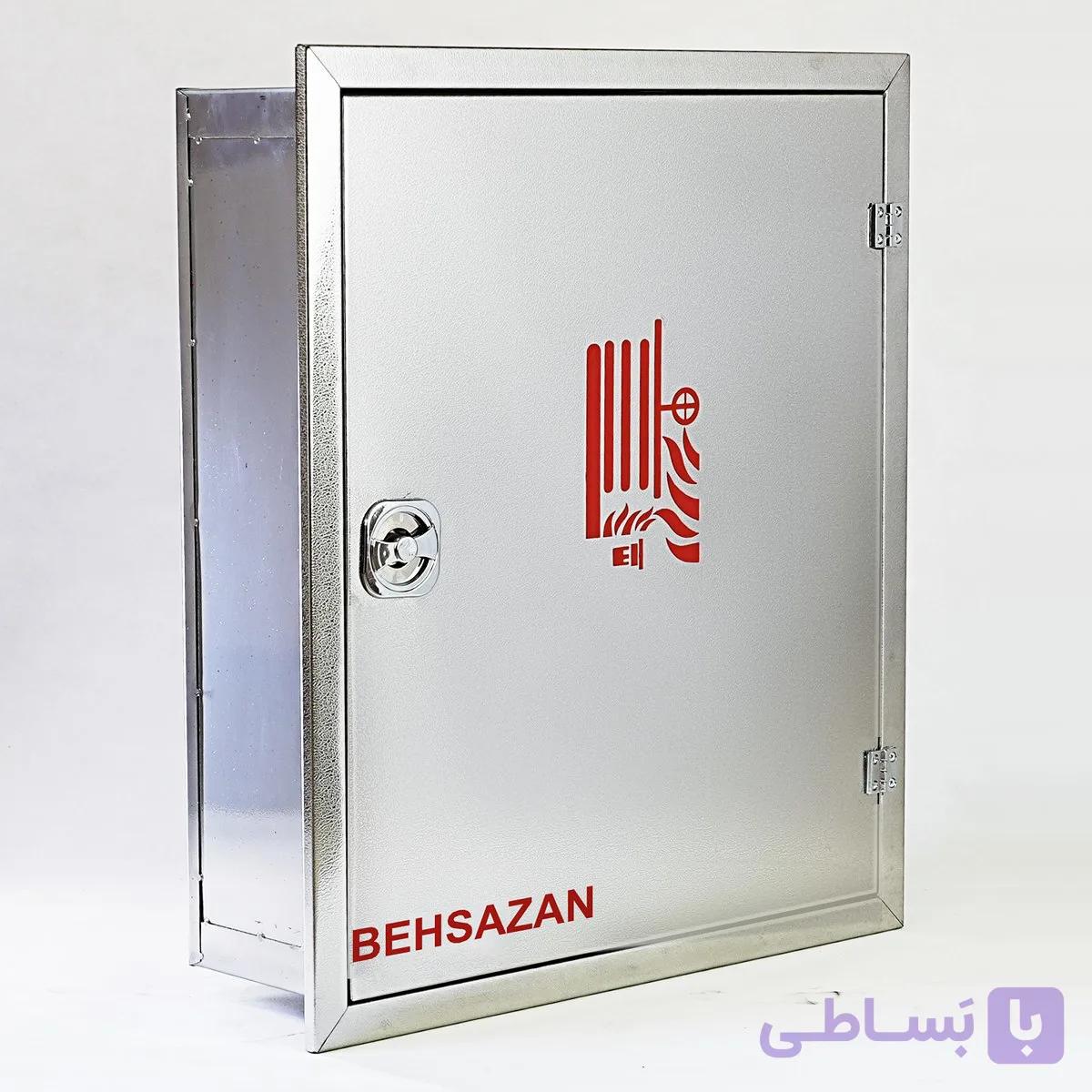 جعبه آتش نشانی تک کابین درب استیل نقره ای چکشی بهسازان — تصویر 1