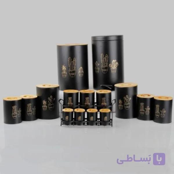 سرویس 16 پارچه فانتزی هرمس مشکی درب چوب C0004