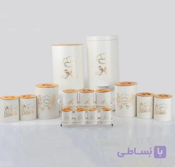 سرویس 16 پارچه فانتزی هرمس کرم درب چوب C0004