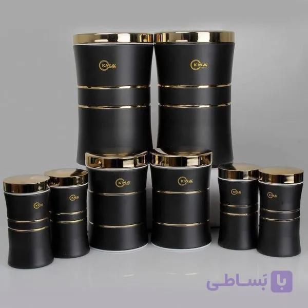 سرویس 8 پارچه کمر باریک هرمس مشکی درب طلا C0004