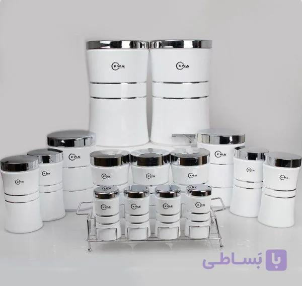سرویس 16 پارچه کمر باریک هرمس سفید درب کروم C0004