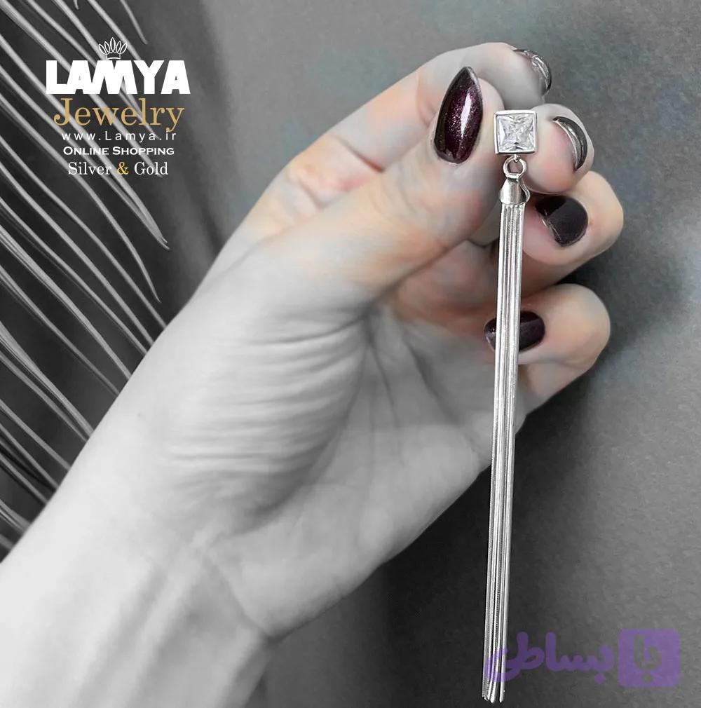 گوشواره نقره نگین دار کد E020 — تصویر 1