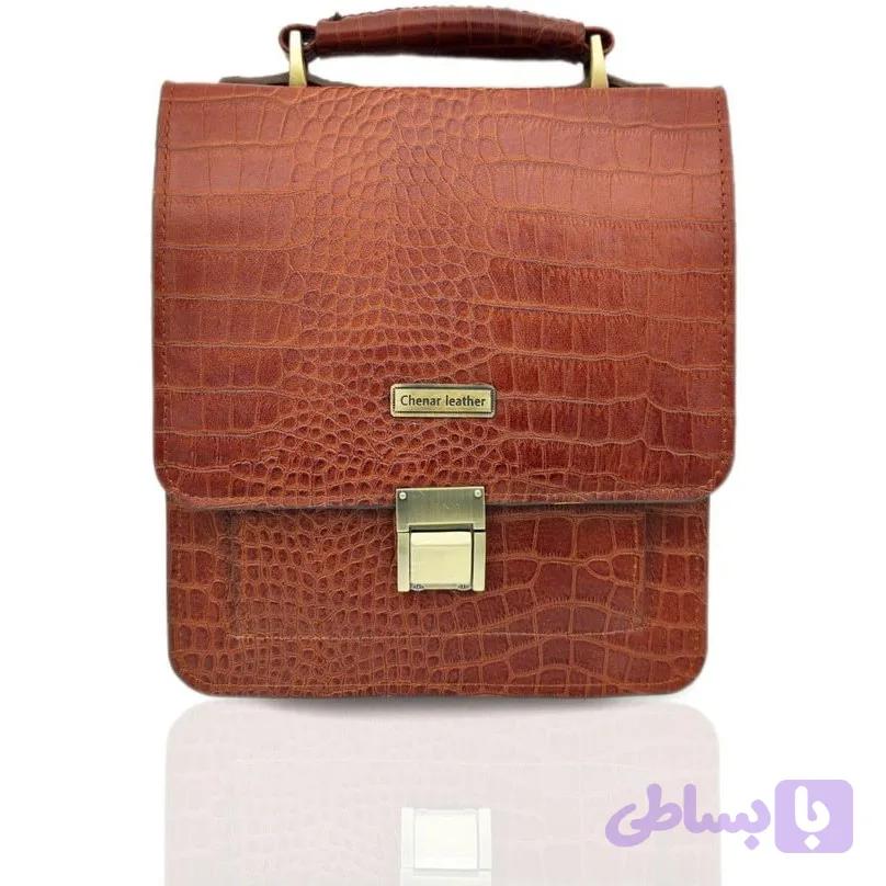 کیف دوشی چرم کروکودیلی عسلی