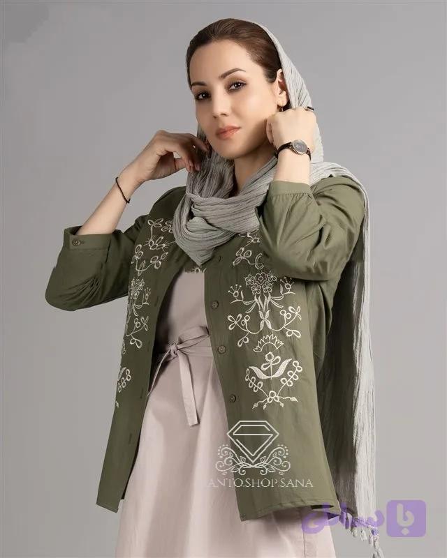 شومیز نخی سبز سلین