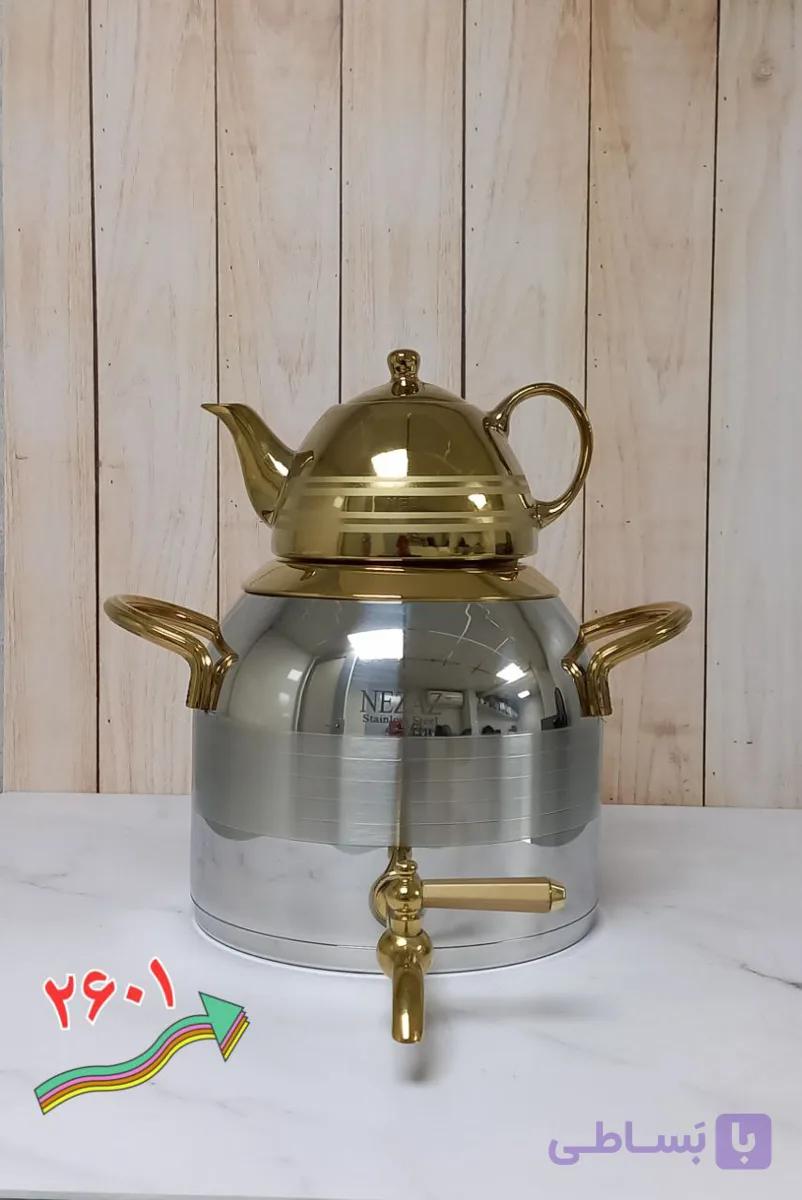 کتری وقوری نزاز طرح ترک دسته طلایی کد۲۶۰۱