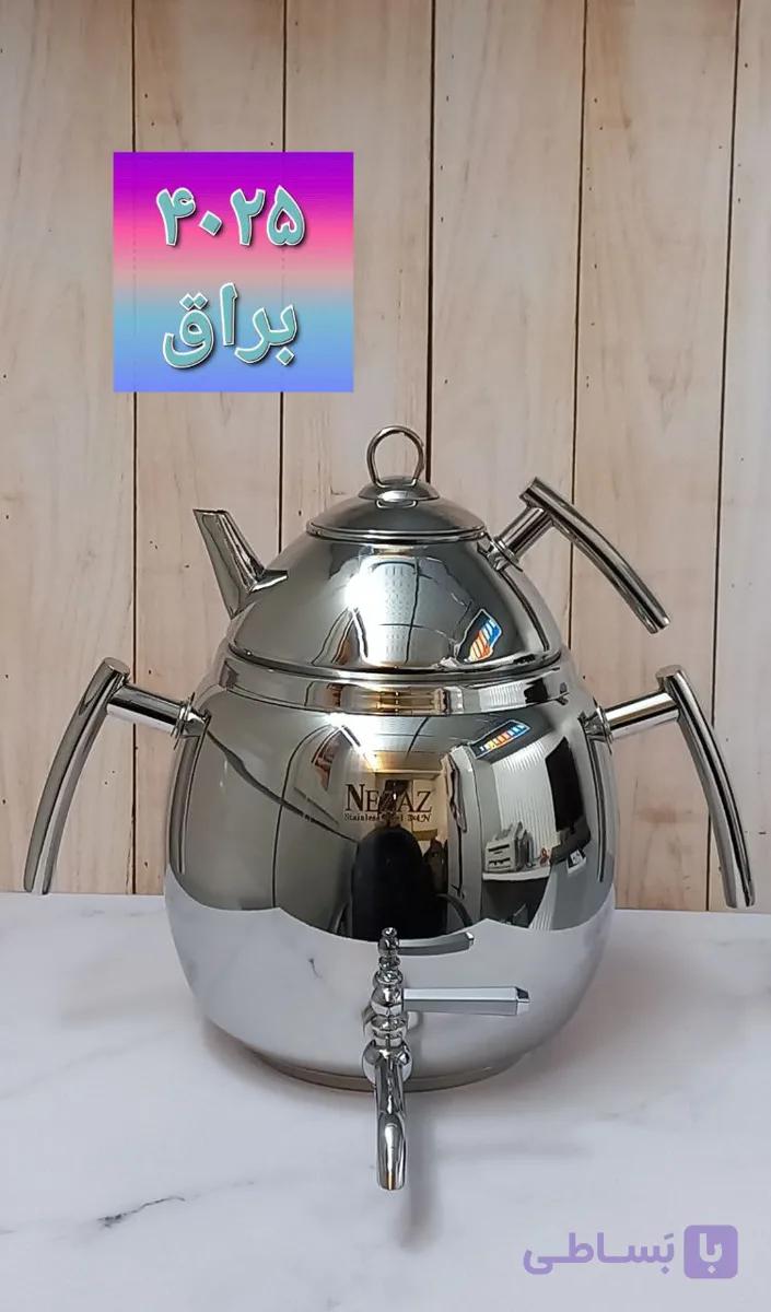 کتری وقوری نزاز ۷لیتر تخم مرغی قوری استیل(مات،براق) کد ۴۰۲۵