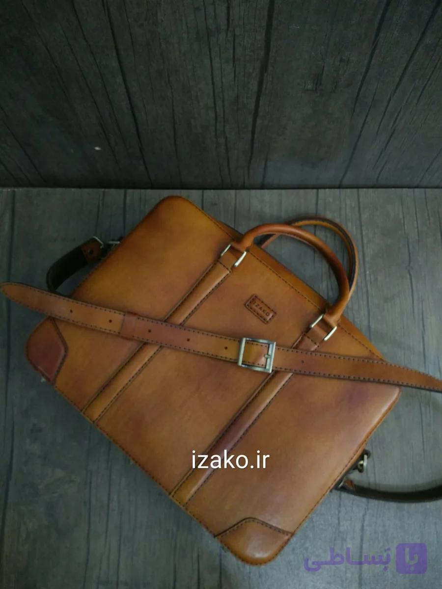 بهترین کیف لپ‌تاپ و اداری چرم گاوی مدل i-520 ایزاکو — تصویر 1