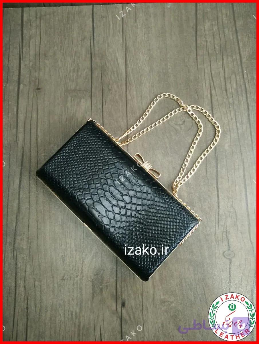 کیف شب و مجلسی چرمی زنانه دهانه طلایی i-670 ایزاکو — تصویر 1