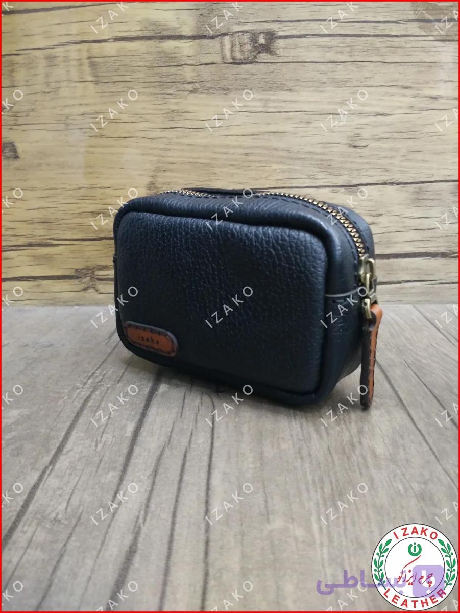 کیف اکسسوری و پول چرمی دست دوز مدل i-77 مشکی ایزاکو — تصویر 1