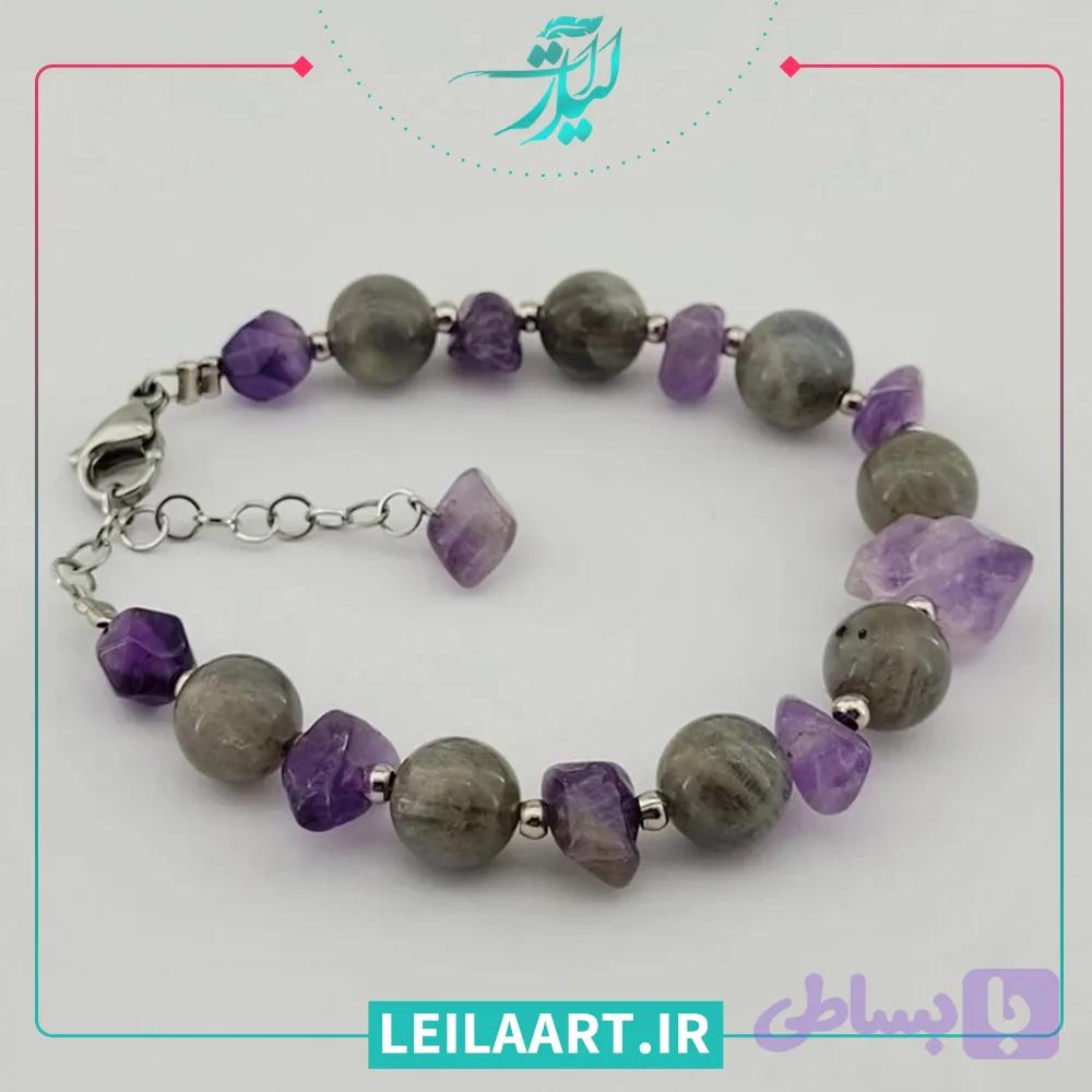 دستبند زنانه آمیتیست مدل 10048 — تصویر 1
