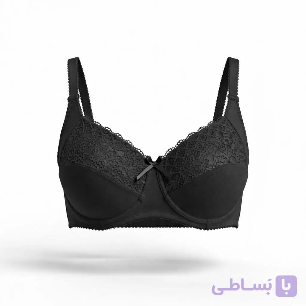 سوتین نخی مینی مایزر فنردار کد 2115 برند مون لایت moonlight مشکی — تصویر 1