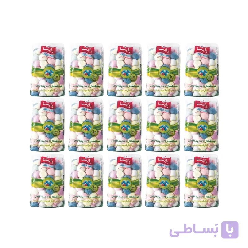 پک 15 تایی پنبه توپک سفید غیراستریل رایا Raya