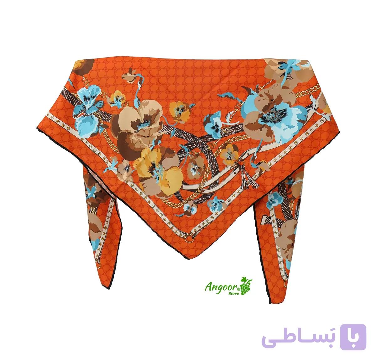 روسری ابریشم توییل گوچی حاشیه گل کد 1277 — تصویر 1