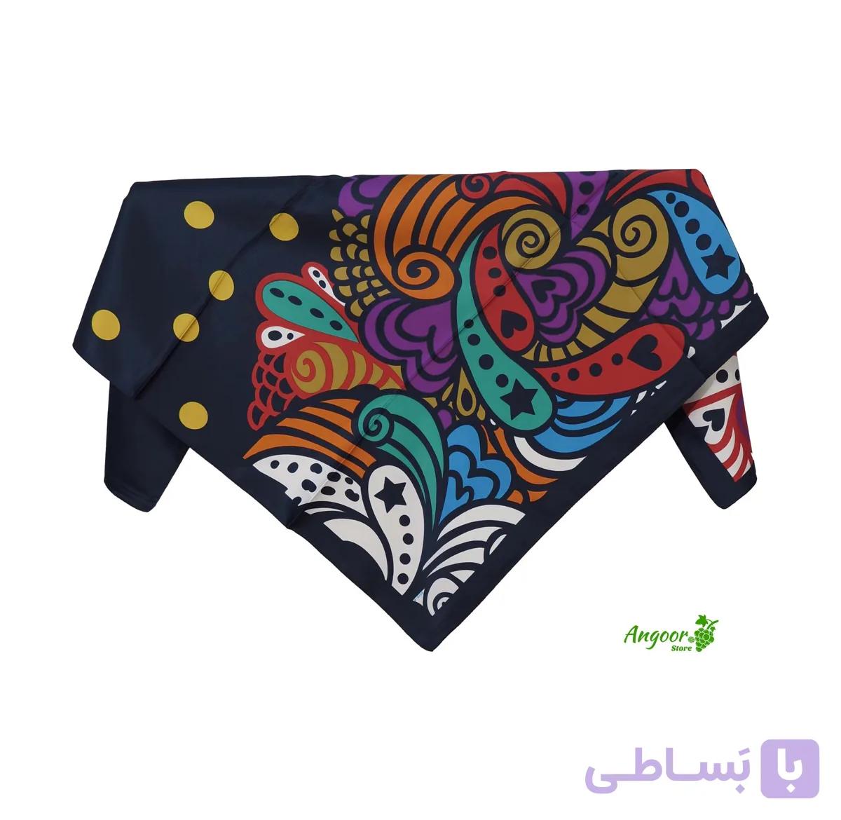 روسری ساتن ابریشم زمینه مشکی GNT کد 1148 — تصویر 1