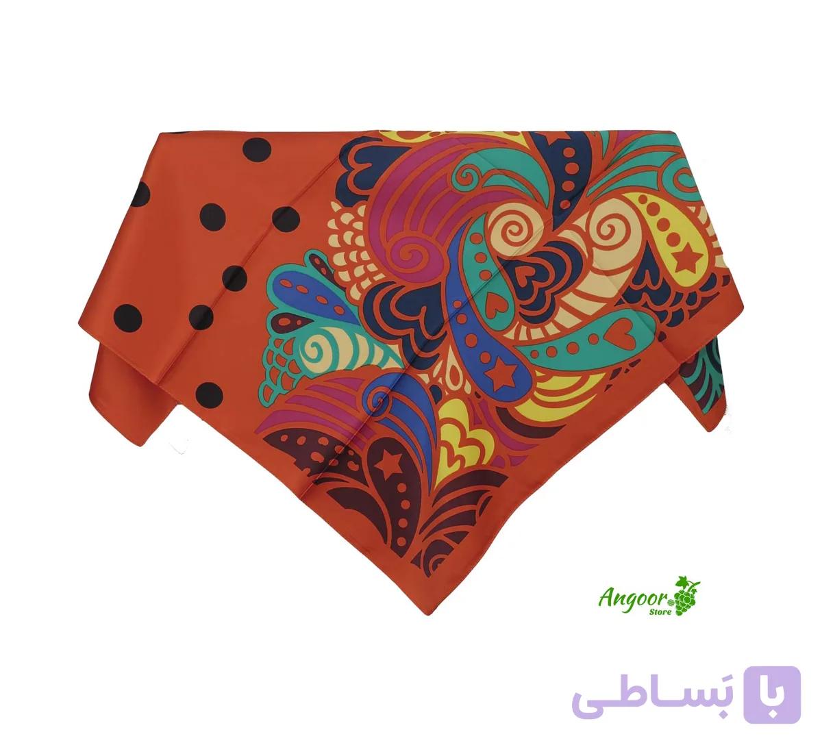 روسری ساتن ابریشم زمینه قرمز مارکGNT کد 1153 — تصویر 1