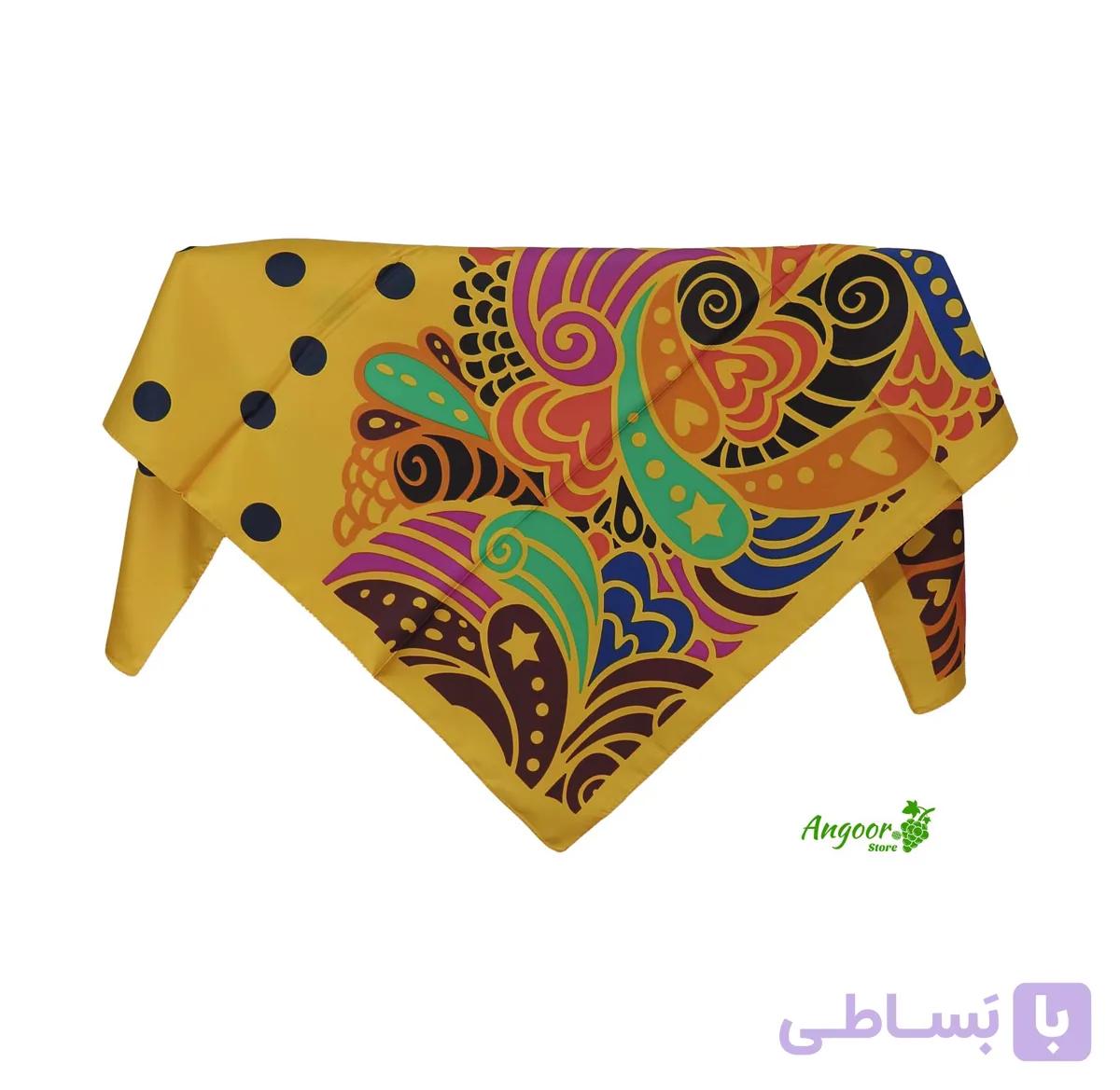 روسری ساتن ابریشم زرد GNT کد 1147 — تصویر 1