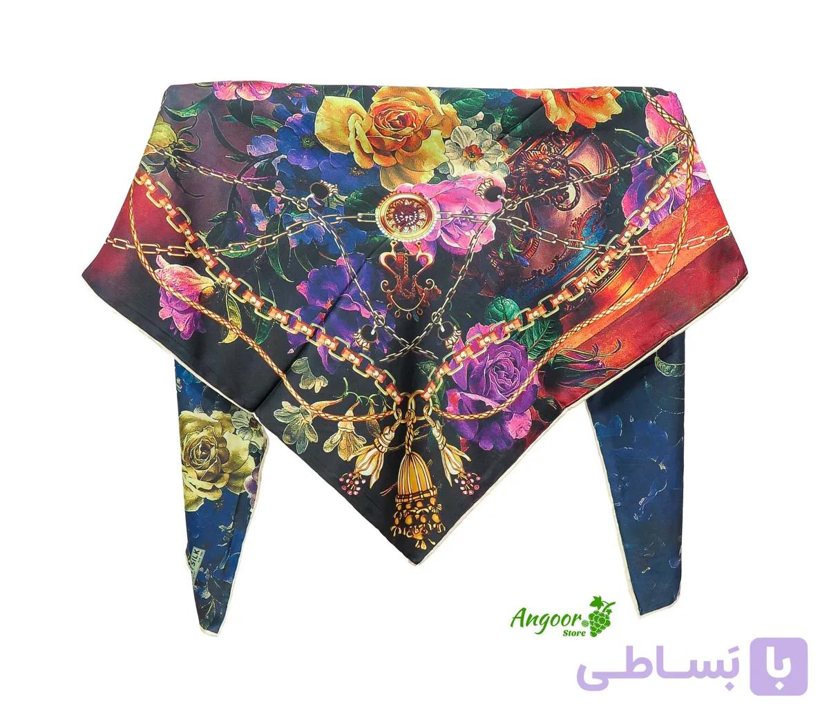روسری ابریشم مجلسی با جنس لطیف کد 1257 — تصویر 1