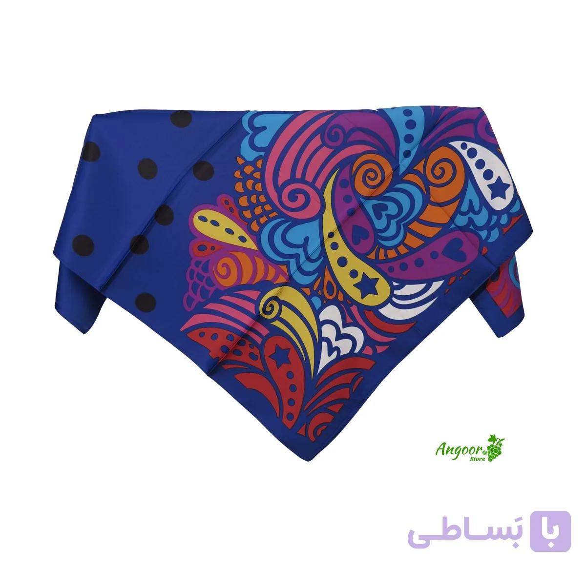 روسری ساتن ابریشم زمینه آبیGNT کد 1149 — تصویر 1