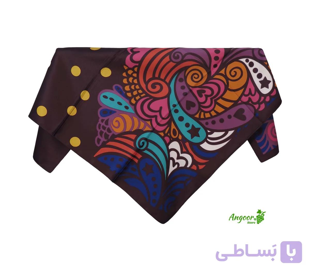 روسری ساتن ابریشم زمینه بادمجونیGNT کد 1152 — تصویر 1