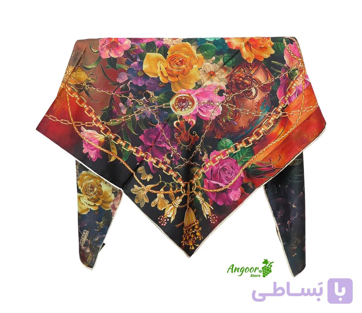 روسری ابریشم مجلسی با جنس لطیف کد 1253 — تصویر 1