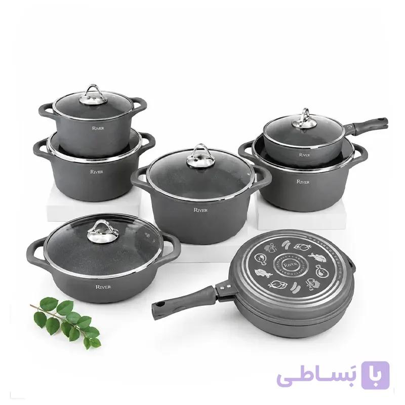 سرویس قابلمه 19 پارچه ایتالیایی نقره ای رولنزا — تصویر 1