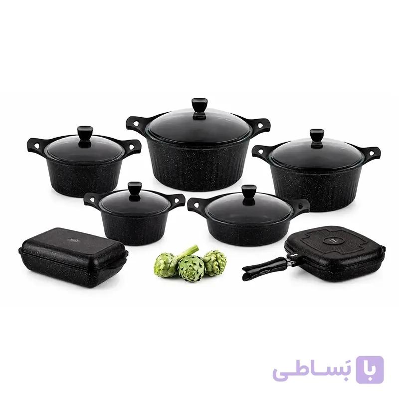 سرویس قابلمه 14 پارچه گرانیتی دورو ریور مشکی مدل 3780 — تصویر 1