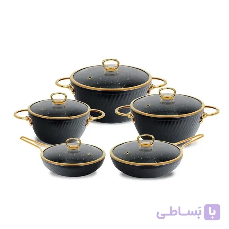 سرویس قابلمه 10 پارچه یراق طلایی MGS — تصویر 1