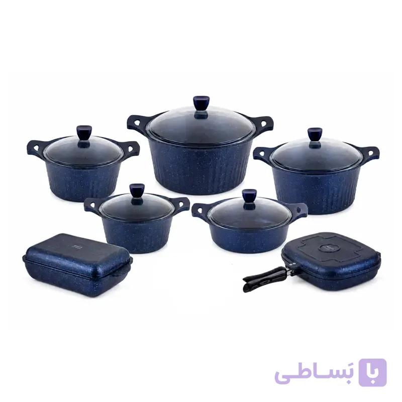 سرویس قابلمه 14 پارچه دورو گرانیتی ریور سورمه ای مدل 3782 — تصویر 1
