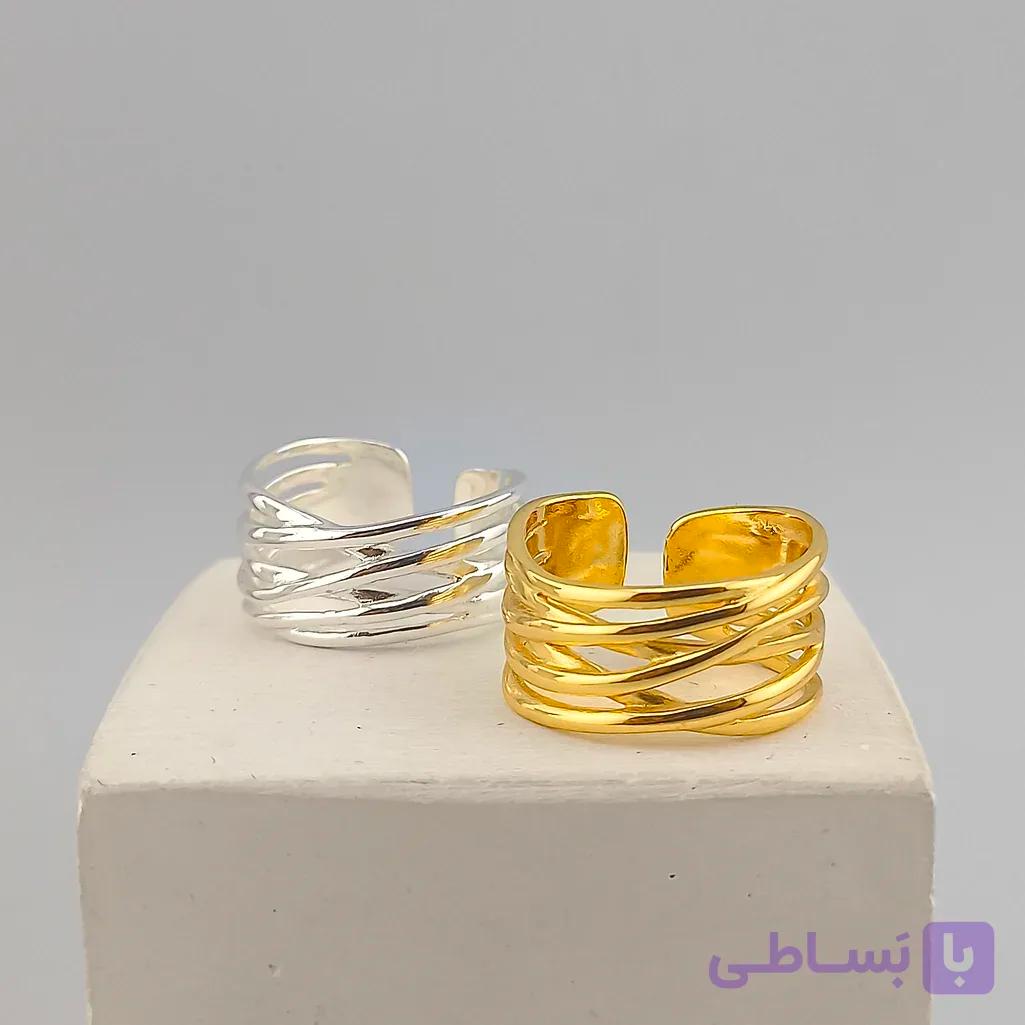 انگشتر استیل زنانه چند ردیفه طرح کلاف — تصویر 1