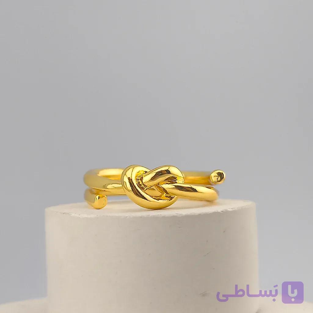 انگشتر زنانه استیل مدل دو ردیفه گره‌دار — تصویر 1
