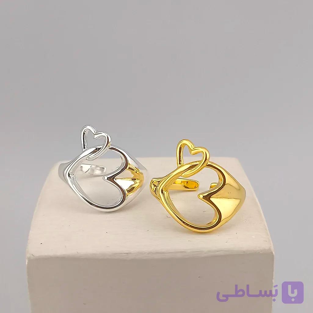 انگشتر استیل مینیمال دو قلب — تصویر 1