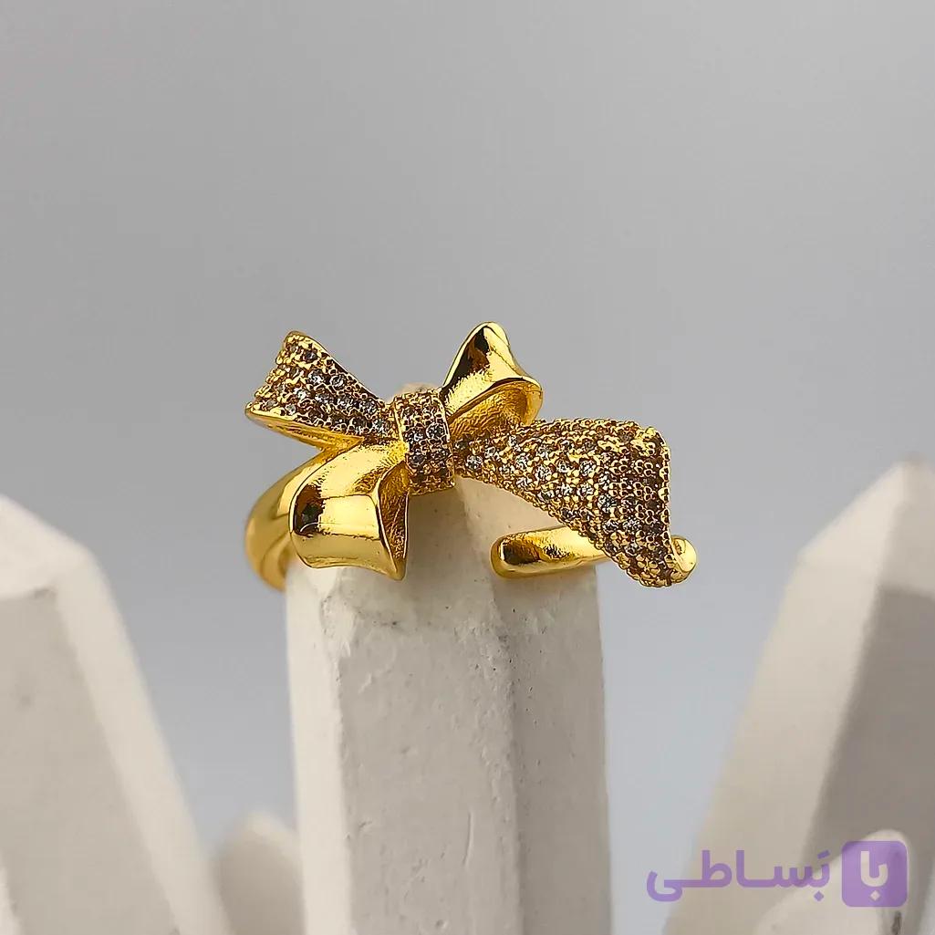 انگشتر زنانه طرح پاپیون کریستالی — تصویر 1