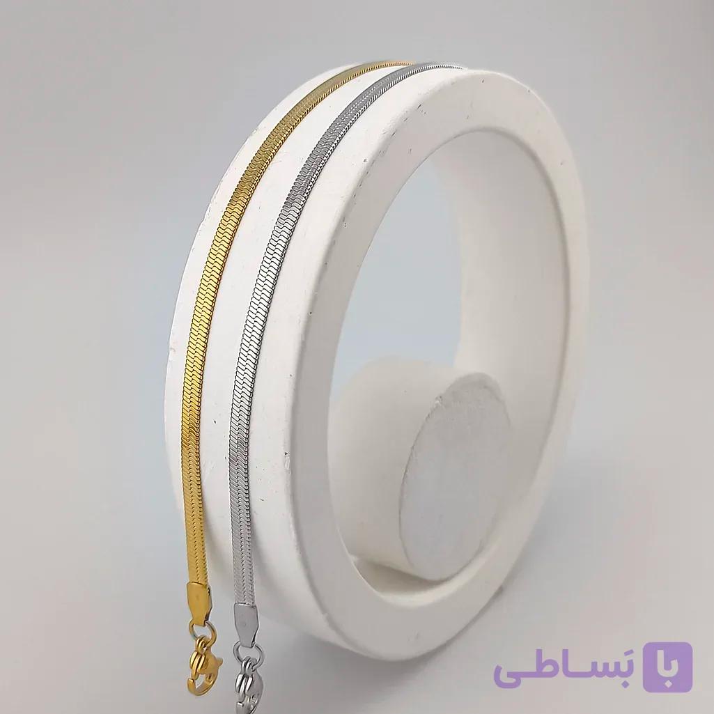 پابند زنانه ماری تخت ساده دو رنگ — تصویر 1