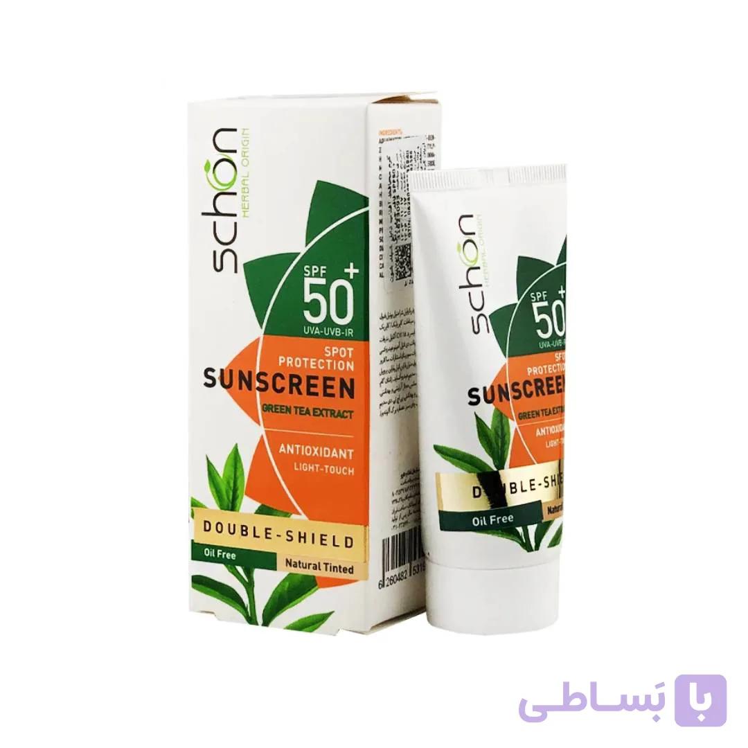 کرم ضد آفتاب بی‌رنگ فاقد چربی شون SPF50 (Double Shield) |مناسب انواع پوست — تصویر 1