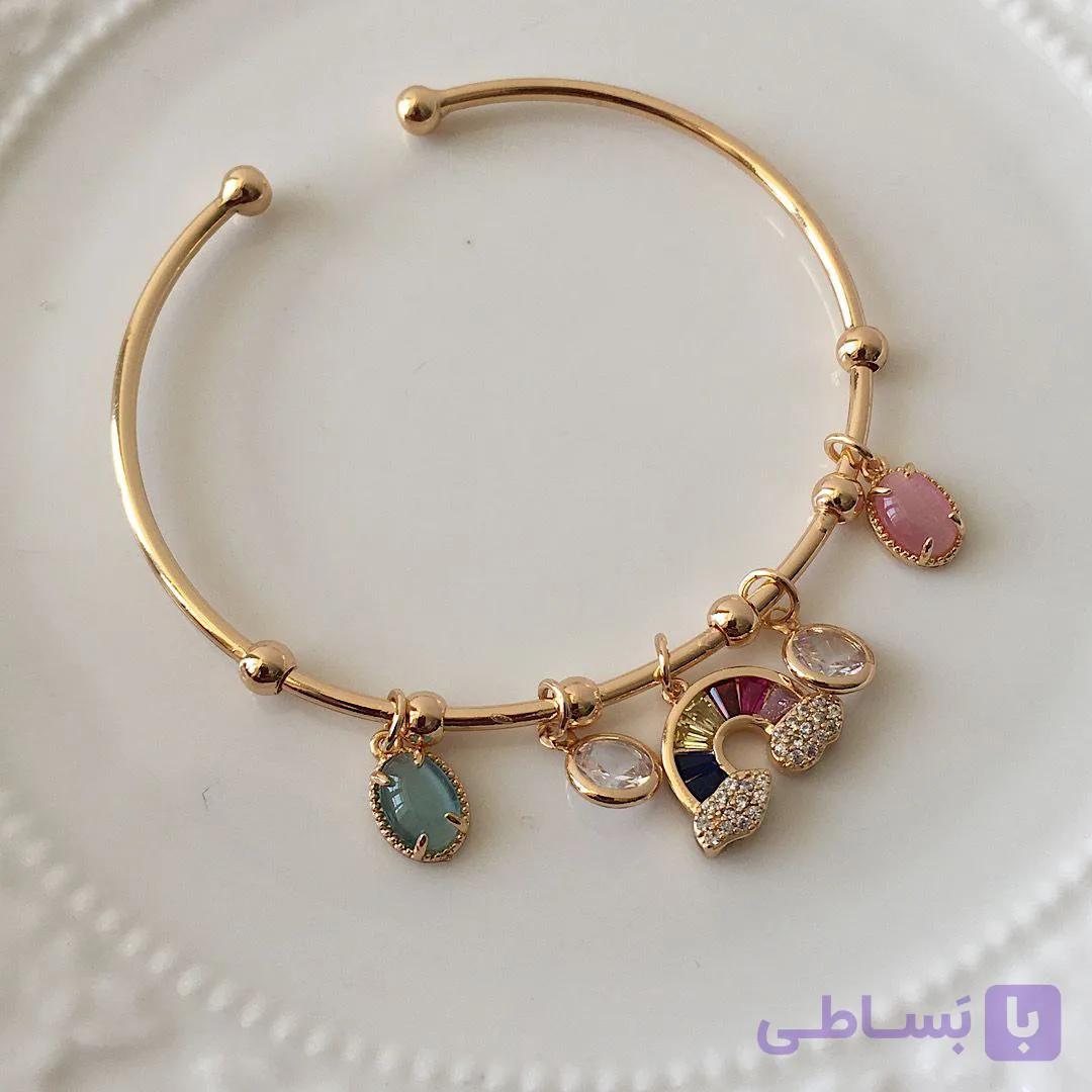 دستبند النگویی پاندورا با آویز رنگین کمان — تصویر 1