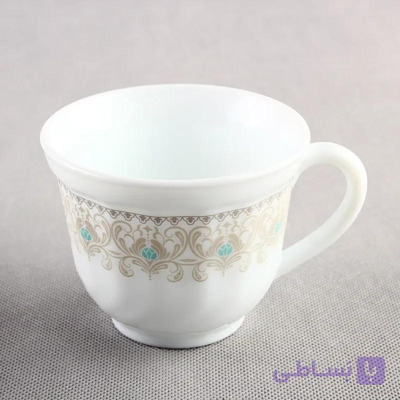 فنجان آرکوپال گل کرم فیروزه ای 6 عددی