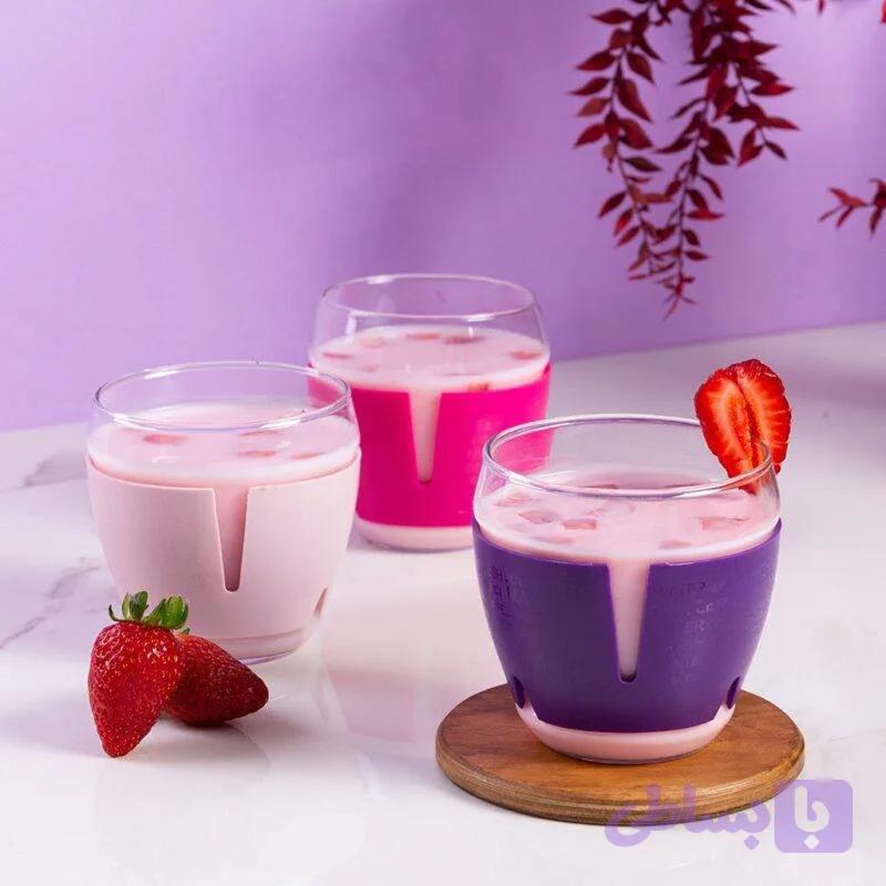 لیوان شیشه ای مانیا مدل کاور دار ساده — تصویر 1