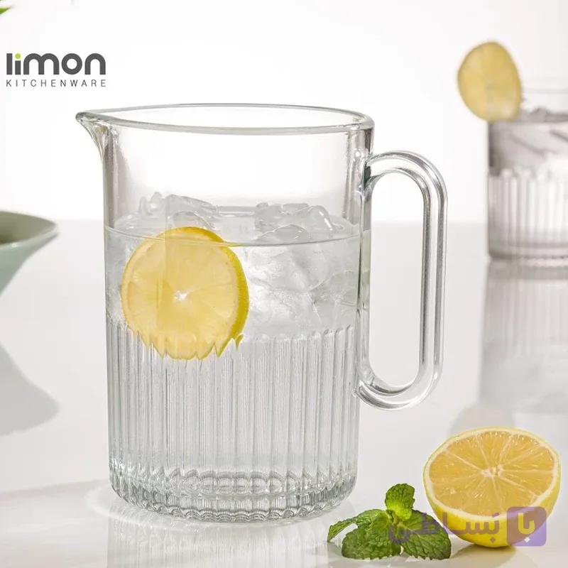 پارچ شیشه ای شیاردار لیمون — تصویر 1