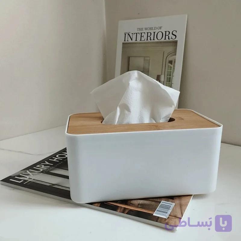 جای دستمال کاغذی طرح ایکیا با درب چوبی — تصویر 1
