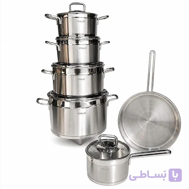 سرویس قابلمه ۱۱ پارچه استیل ویوالدی مدل آنکا | ست پخت و پز استیل وارداتی