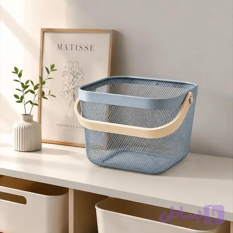 سبد نظم‌دهنده گرد ایکیا (با دسته چوبی) — تصویر 1
