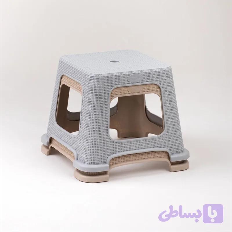 چهارپایه پلاستیکی کوتاه طرح حصیری — تصویر 1