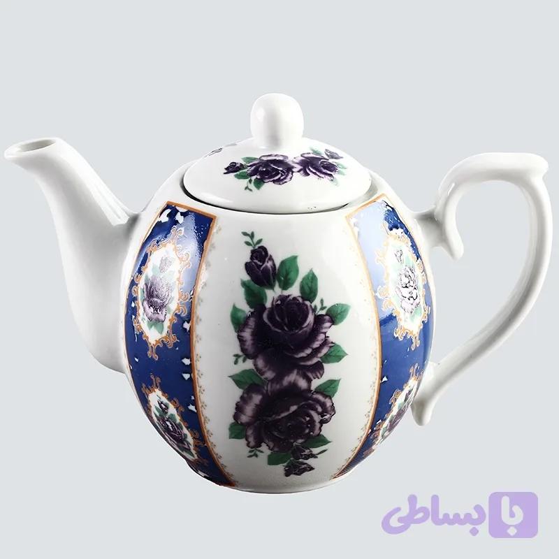 قوری چینی سرمه ای سفید