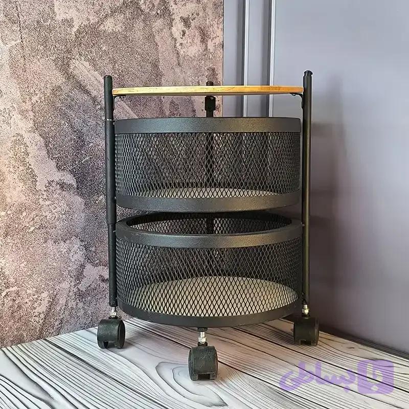 جا سیب زمینی و پیاز دو طبقه چرخ دار با کف چوبی — تصویر 1