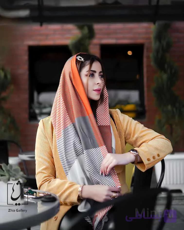 شال موهر طرح زیگزاگ چهارخانه کد 208 — تصویر 1