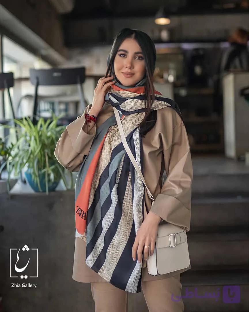 شال موهر طرح راه راه کد 500 — تصویر 1