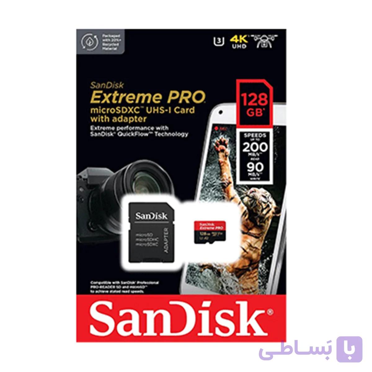 کارت حافظه سندیسک SanDisk Extreme Pro microSD Card 128GB 200M\s